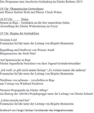 Programm Auschwitz Gedenktag